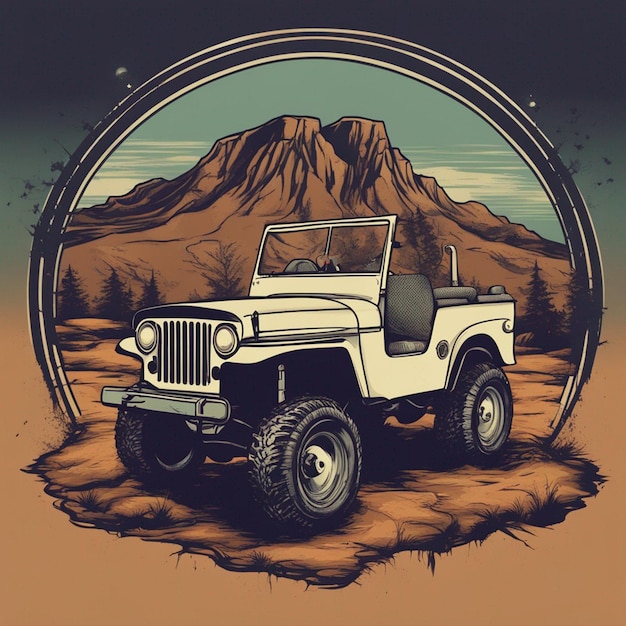 Photo a jeep car tshirt design