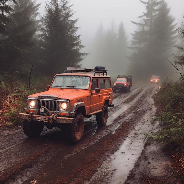 A jeep on a dirt road