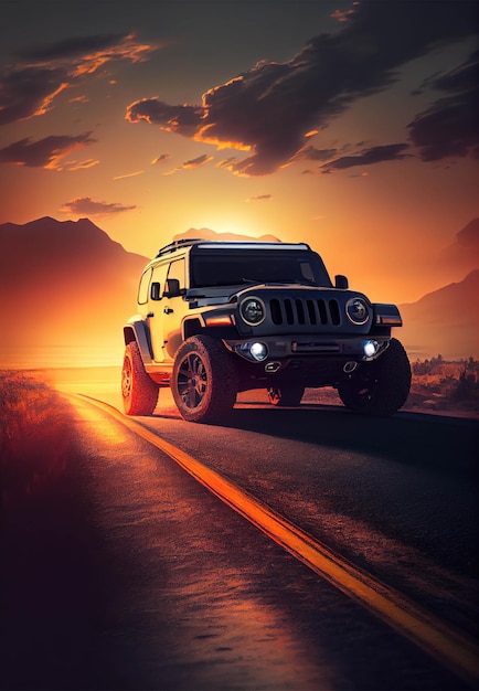 Jeep on the highway background