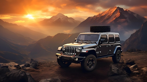 Jeep Rubicon on Mountain