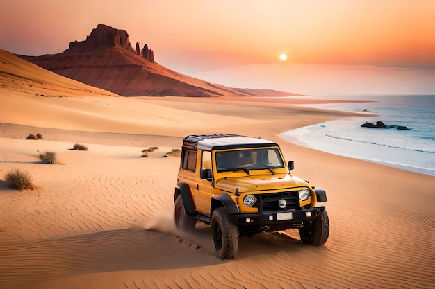 Jeep on the sand dunes