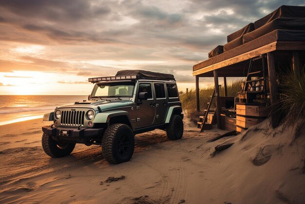 Убег на пляже Jeep39s