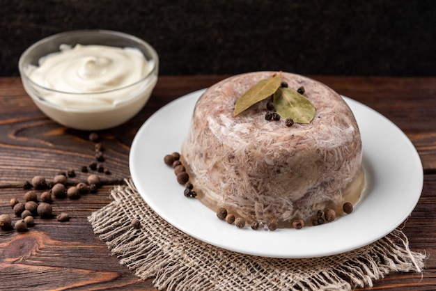 Jellied aspic with chicken meat