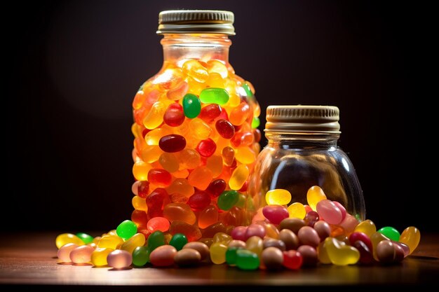 Jelly Beans in a Glass Bottle with Cork