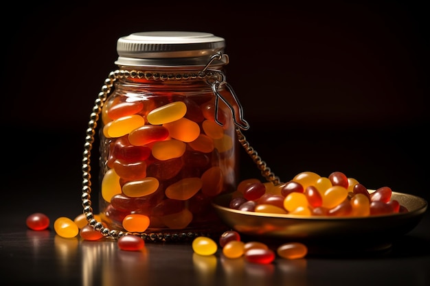 Jelly Beans in a Glass Jar with String