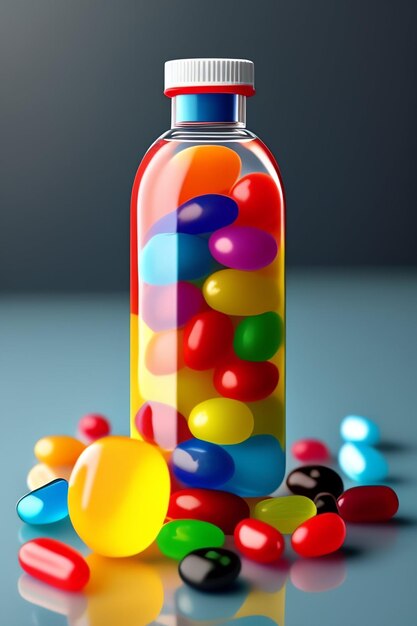 Jelly beans kids vitamins bottle genius