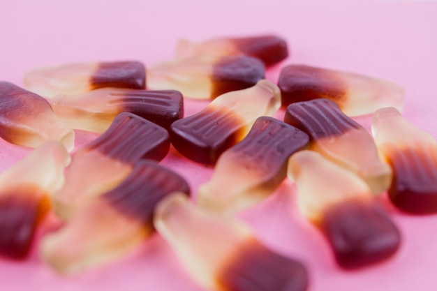 Jelly candies in the form of bottles on the table