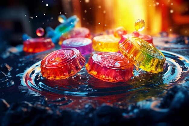 jelly candy in water drop Generated AI