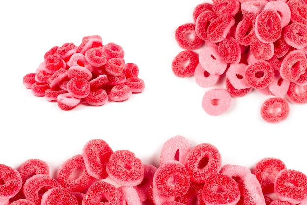 Jelly rings isolated on white background Pink rings