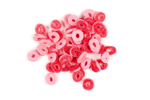 Jelly rings isolated on white background Pink rings