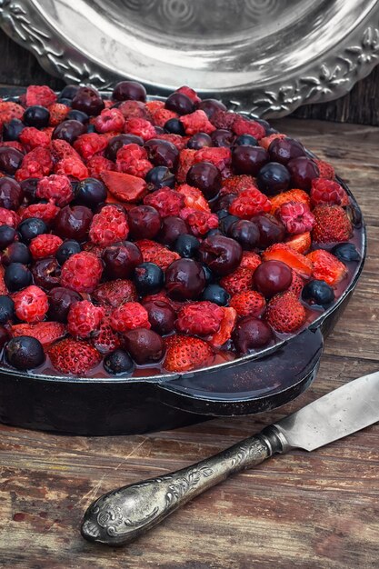 Jelly with fresh berries