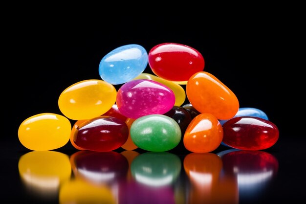 Photo jellybeans on white background generative ai