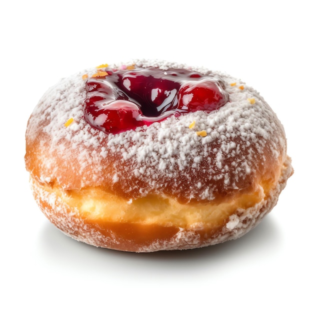 Jellyfilled donut isolated white object