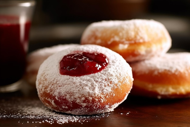 jellyfilled donuts with powdered sugar AI generated