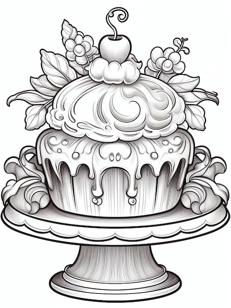 Фото Желевые кондитерские изделия вкусный десерт цветная страница книги в черно-белом для взрослых и