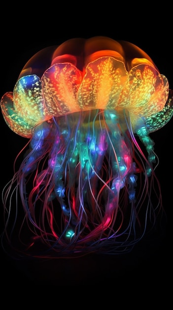 Jellyfish art that is a rainbow jellyfish.