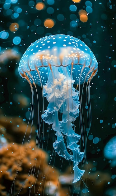 A jellyfish closeup photo underwater