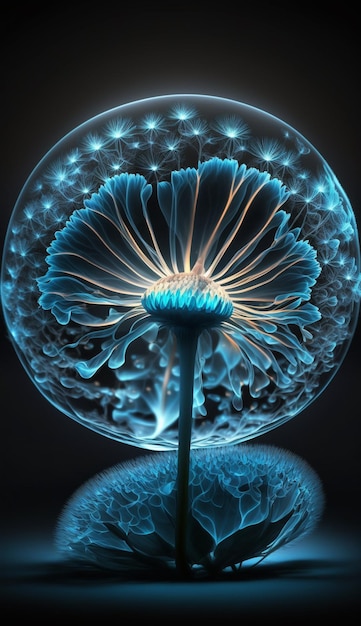 A jellyfish is lit up with blue lights and the word jellyfish is on the bottom.