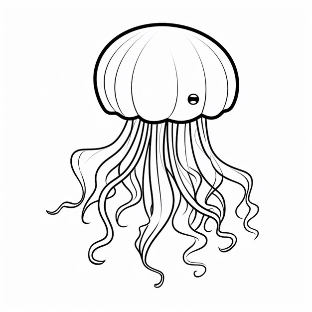 Jellyfish kids painting hand drawncute coloring book kawaii line art