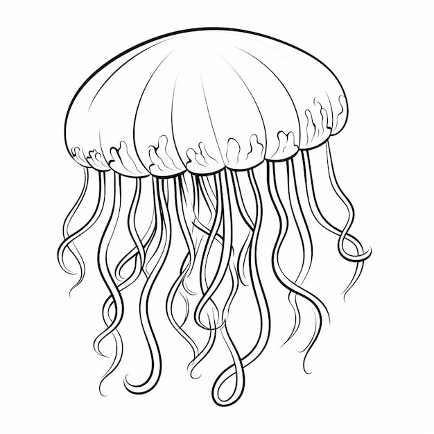 Jellyfish kinderen schilderen schattig engel schattig kleurboek kawaii lijn kunst