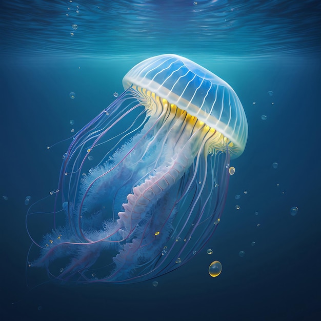 A jellyfish in motion created through computer graphics Generative Ai