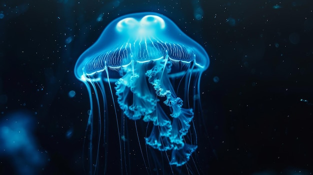 Foto jellyfish onderwater gloeit drijvende oceaan zee