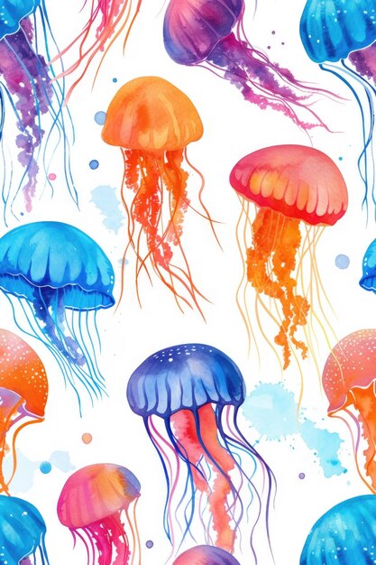 Jellyfish painted in watercolor