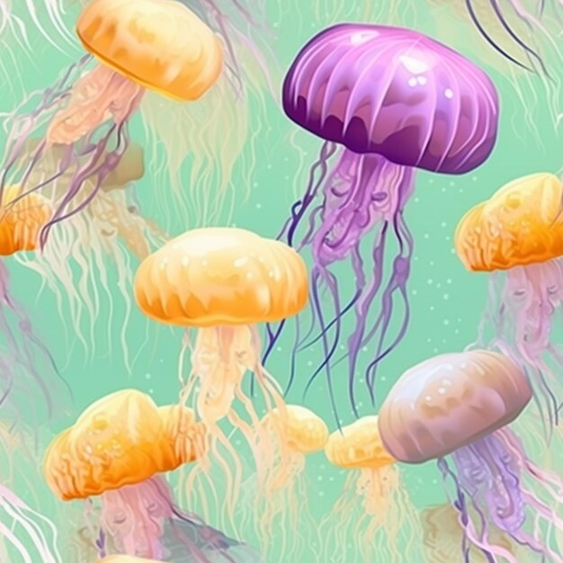 Jellyfish rainbow color on background illustration