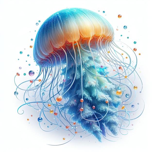 Jellyfish Sea dweller 3D-stijl op een witte achtergrond