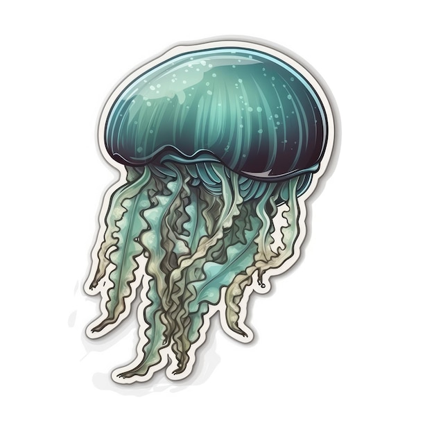 Jellyfish sticker isolated ai generated