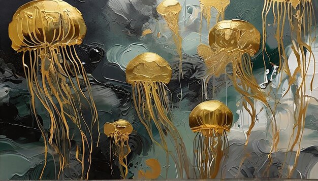 Jellyfish in the water 3D rendering Computer digital drawing