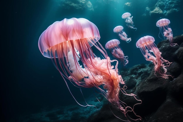 jellyfish in the water by person