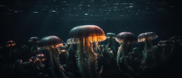 Jellyfish under water dreamy jellyfish Generative AI