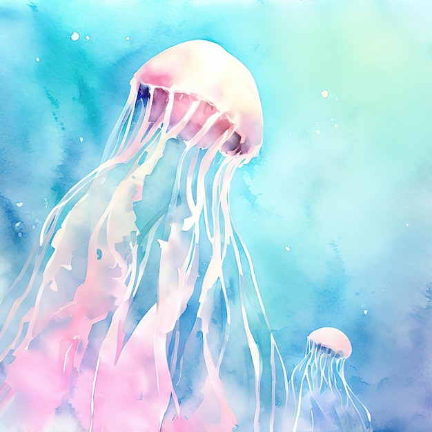 jellyfish watercolor style with Generative AI