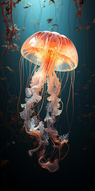 A jellyfish with a black background