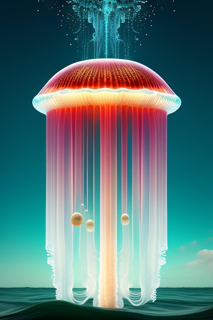 A jellyfish with glowing lights