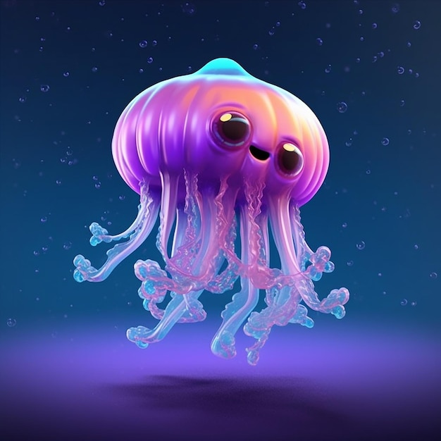 A jellyfish with a purple background and a blue background.