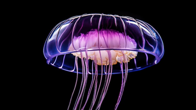 A jellyfish with purple tentacles