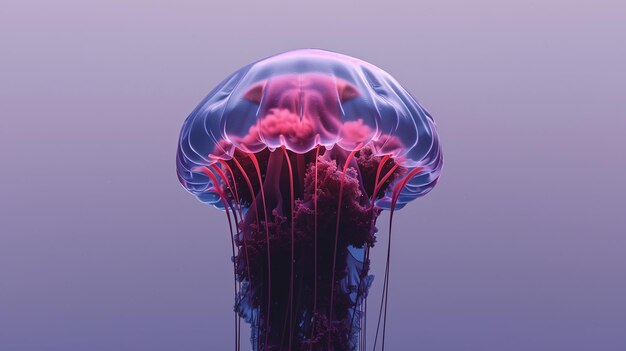 Photo a jellyfish with red and blue tentacles