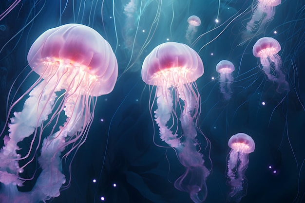 Photo jellyfishes illustration