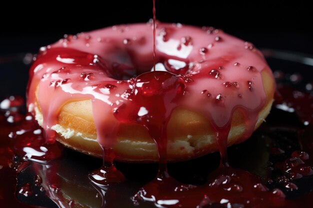 Photo jellysqueezing process into a cooled donut