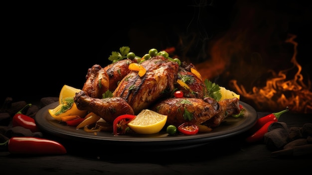 Jerk chicken a jamaican spicy grilledmeat dish