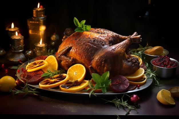 JerkSpiced Duck kerstdiner Voedselfoto