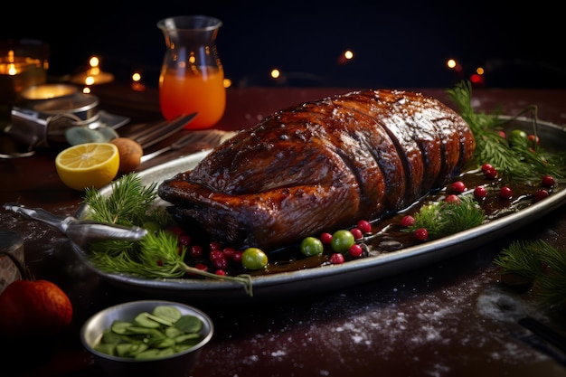 JerkSpiced Duck kerstdiner Voedselfoto