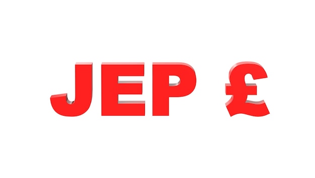 Jersey pond valutasymbool van Jersey in rode 3d rendering 3d illustratie