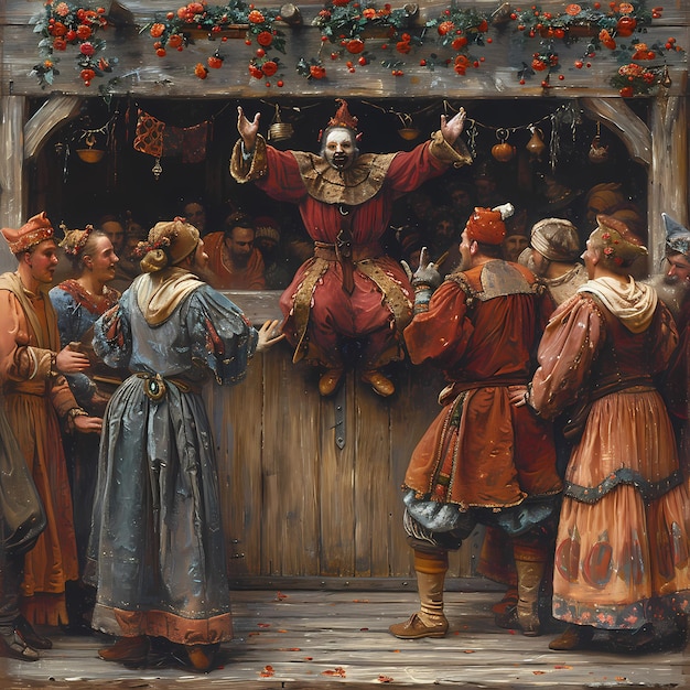 Jester Entertaining in Medieval Court