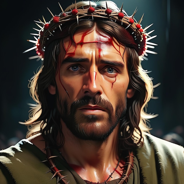 Jesus adorned with a crown of thorns