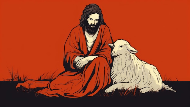 Photo jesus as shepherd free photo hd background