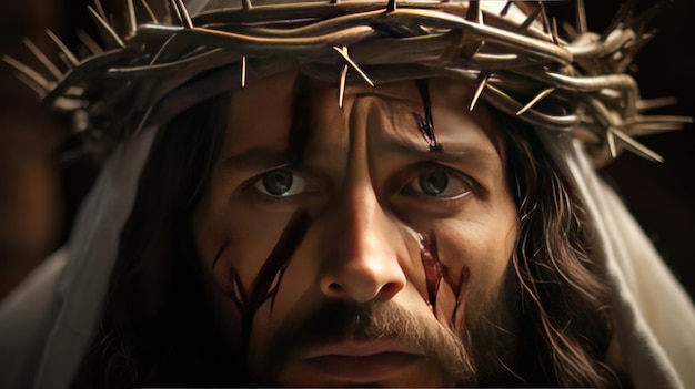 Jesus bore agonizing scourging and weight of crown of thorns enduring immense suffering