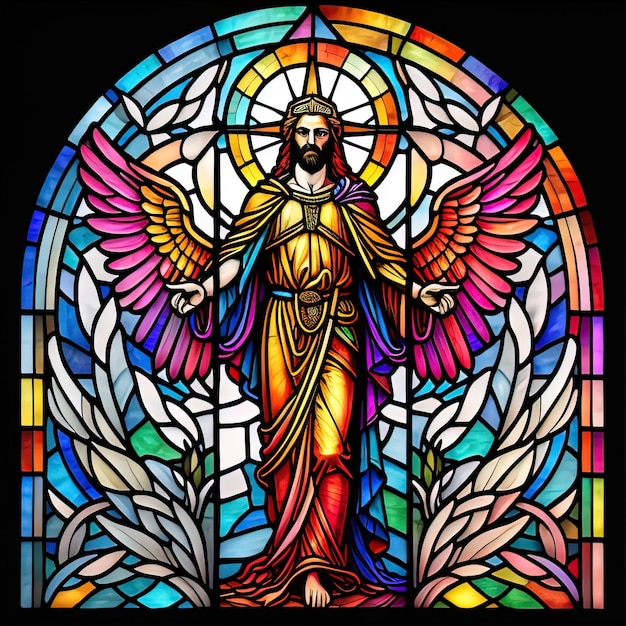 Jesus christ church stained glass art